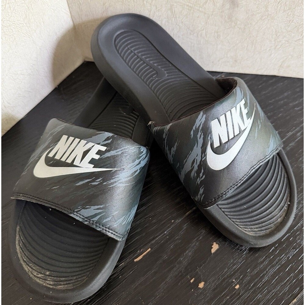 Men's Nike Victori One Slide Print Black/White-Black (CN9678-009) SZ 8